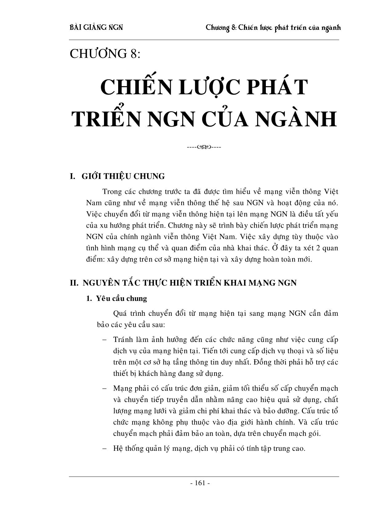 Giáo trình NGN - Chương 8: Chiến lược phát triển của ngành trang 1