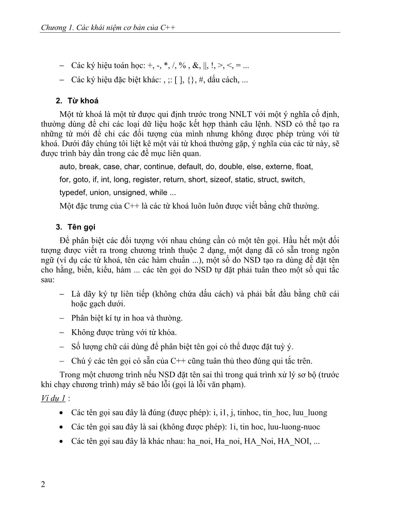 Giáo trình Ngôn ngữ lập trình C/ C++ trang 4