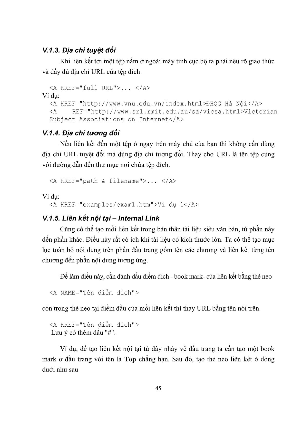 Giáo trình Ngôn ngữ siêu văn bản HTML (Phần 2) trang 2