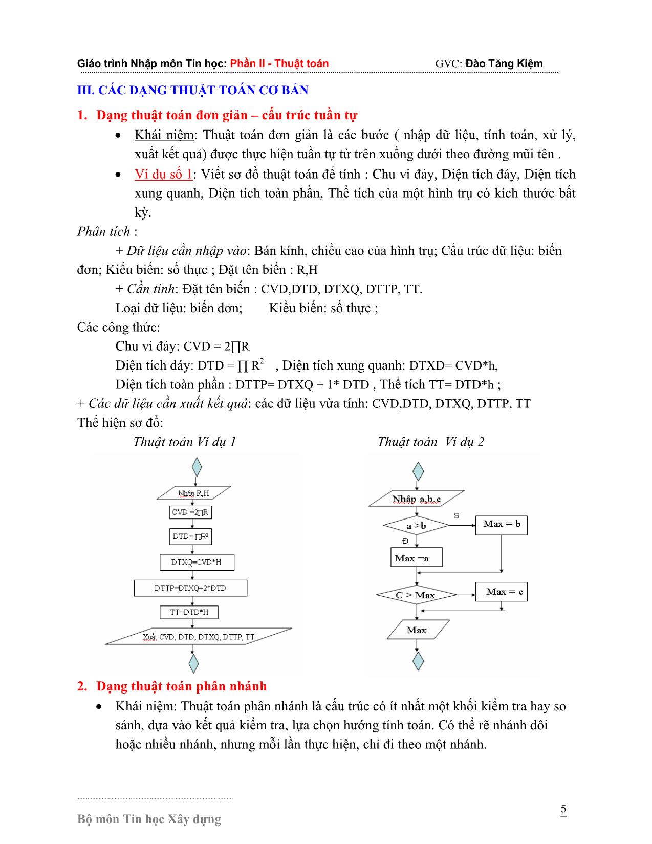 Giáo trình Nhập môn Tin học - Phần 2: Thuật toán trang 5