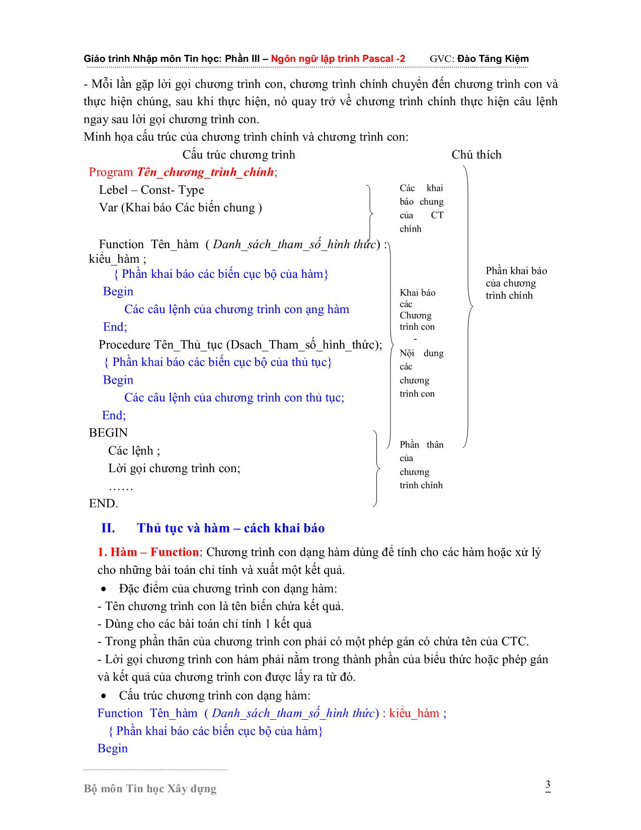 Giáo trình Nhập môn Tin học - Phần 3: Ngôn ngữ lập trình Pascal 2 trang 3