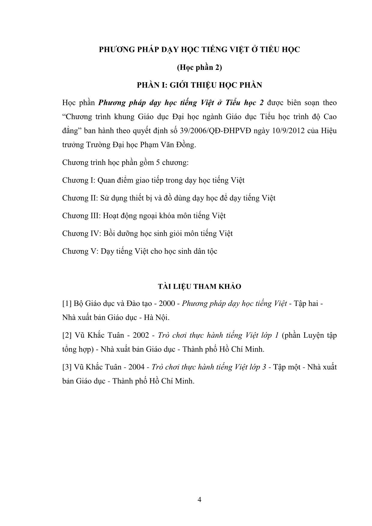 Giáo trình Phương pháp dạy học Tiếng Việt ở Tiểu học (Phần 2) trang 4