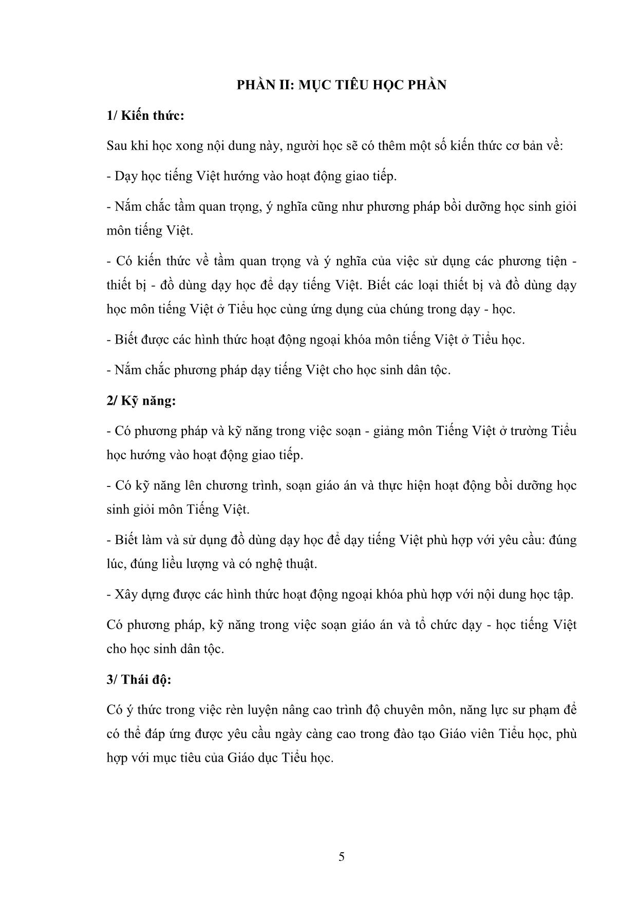 Giáo trình Phương pháp dạy học Tiếng Việt ở Tiểu học (Phần 2) trang 5