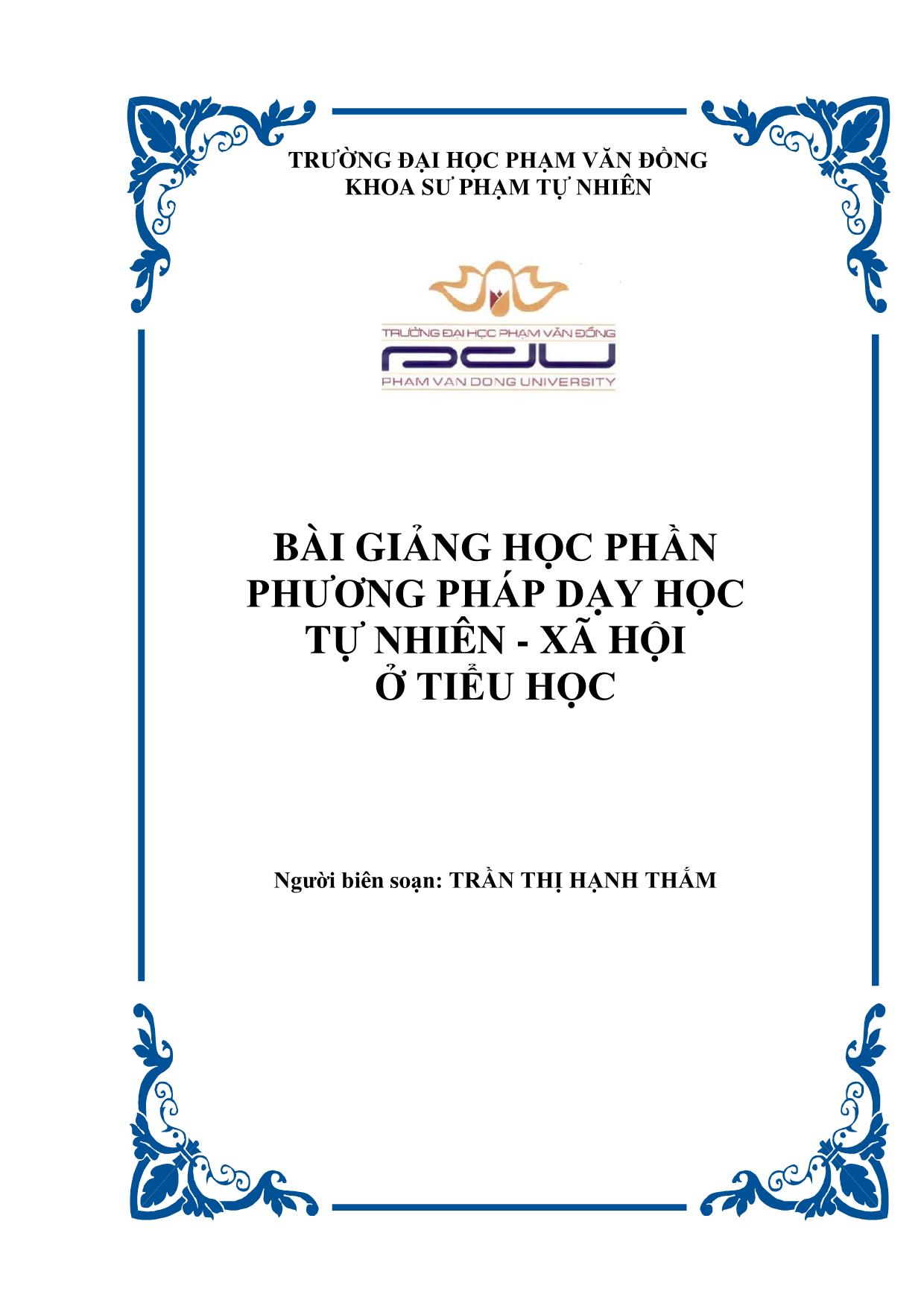 Giáo trình Phương pháp dạy học tự nhiên - xã hội ở Tiểu học trang 1