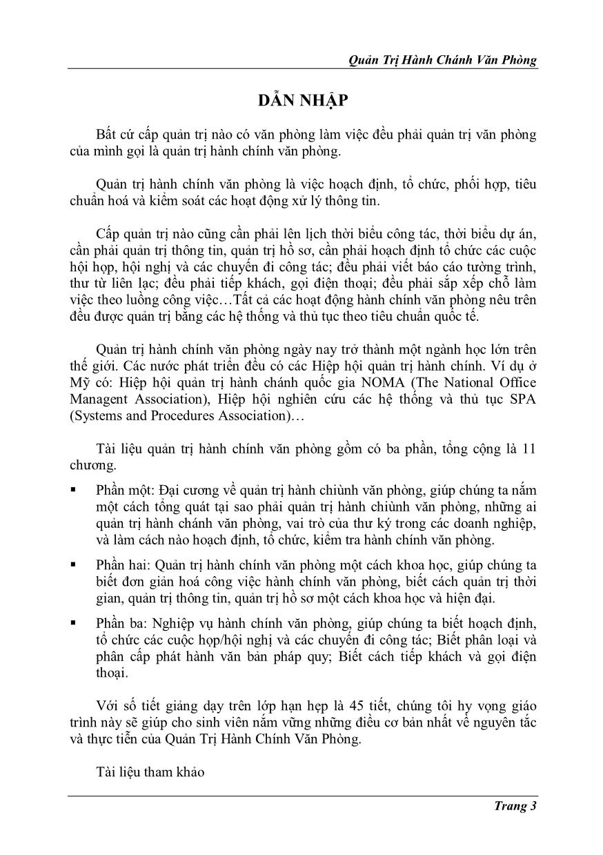 Giáo trình Quản trị hành chánh văn phòng (Phần 1) trang 2