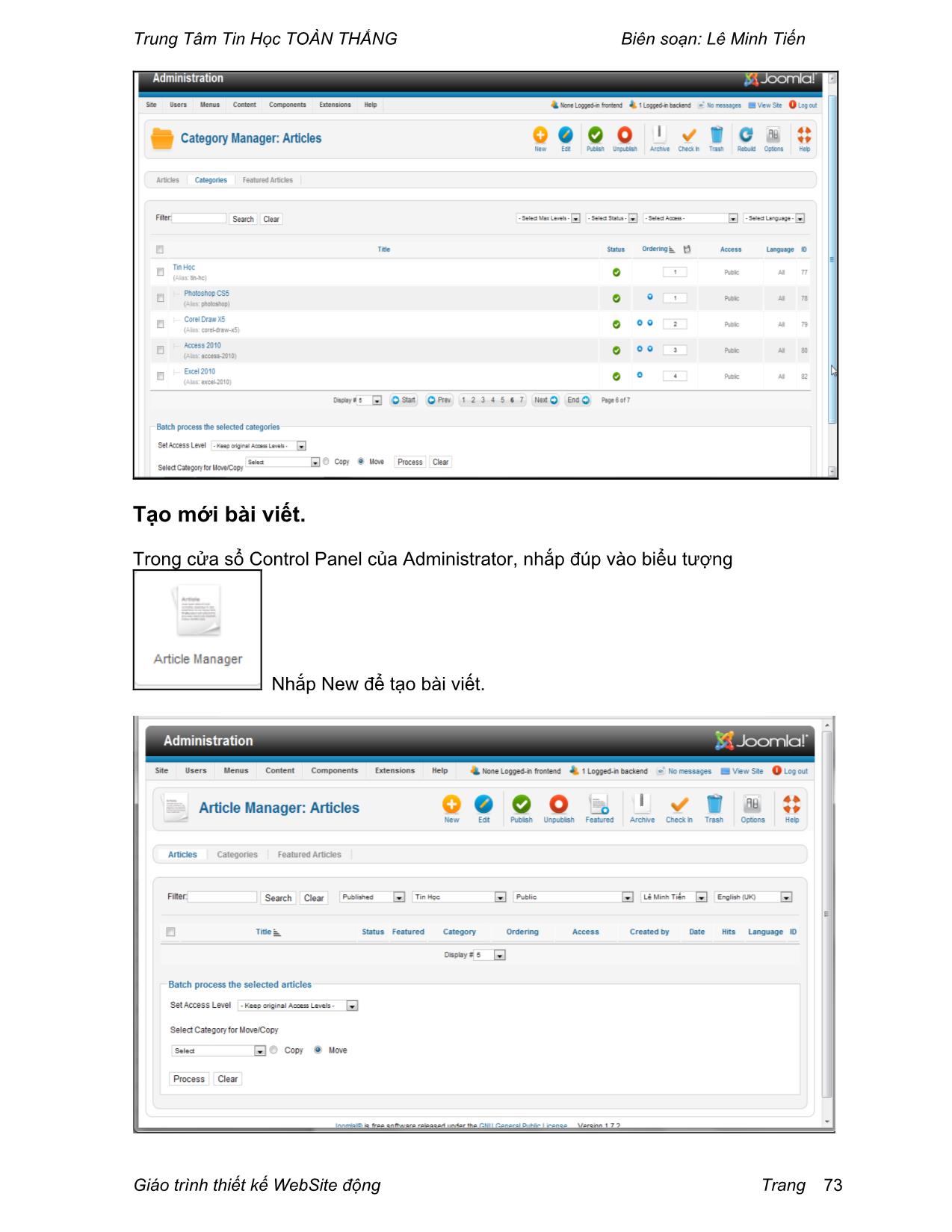 Giáo trình Thiết kế Website động với Joomla (Phần 2) trang 5