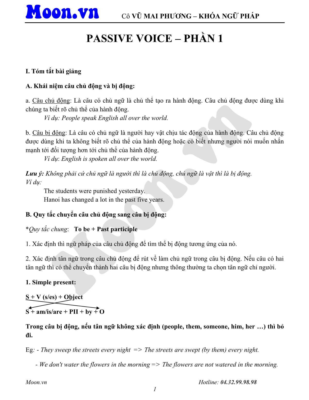 Giáo trình Tiếng Anh - Cấu trúc câu chủ động, bị động (Phần 1) trang 1
