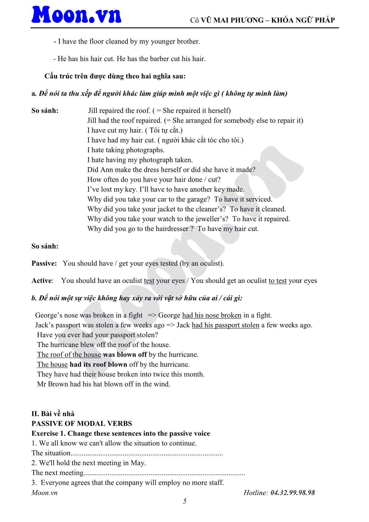 Giáo trình Tiếng Anh - Cấu trúc câu chủ động, bị động (Phần 2) trang 5