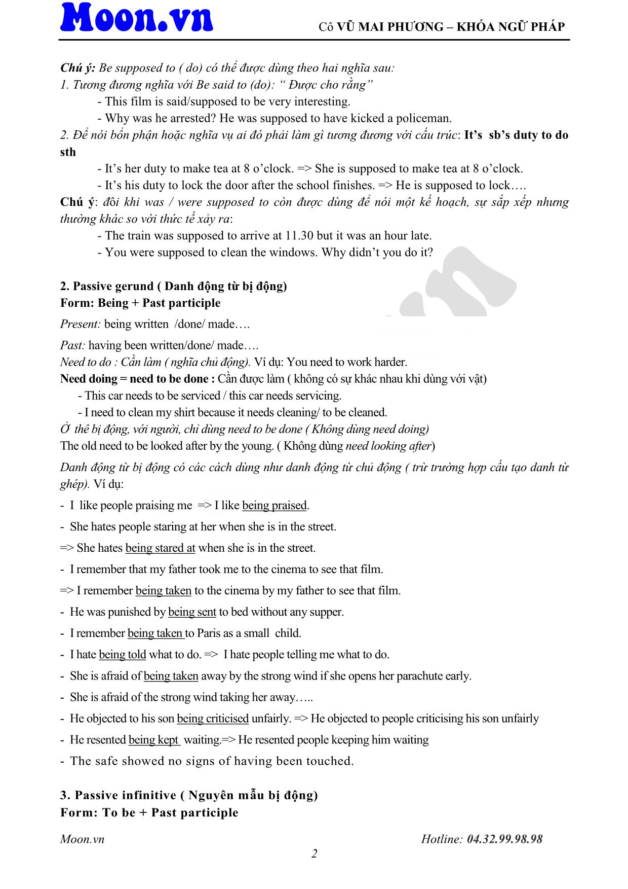 Giáo trình Tiếng Anh - Cấu trúc câu chủ động, bị động (Phần 3) trang 2