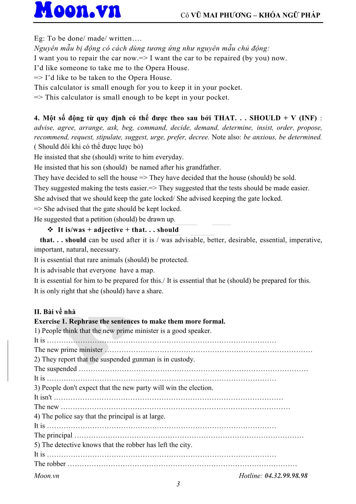 Giáo trình Tiếng Anh - Cấu trúc câu chủ động, bị động (Phần 3) trang 3