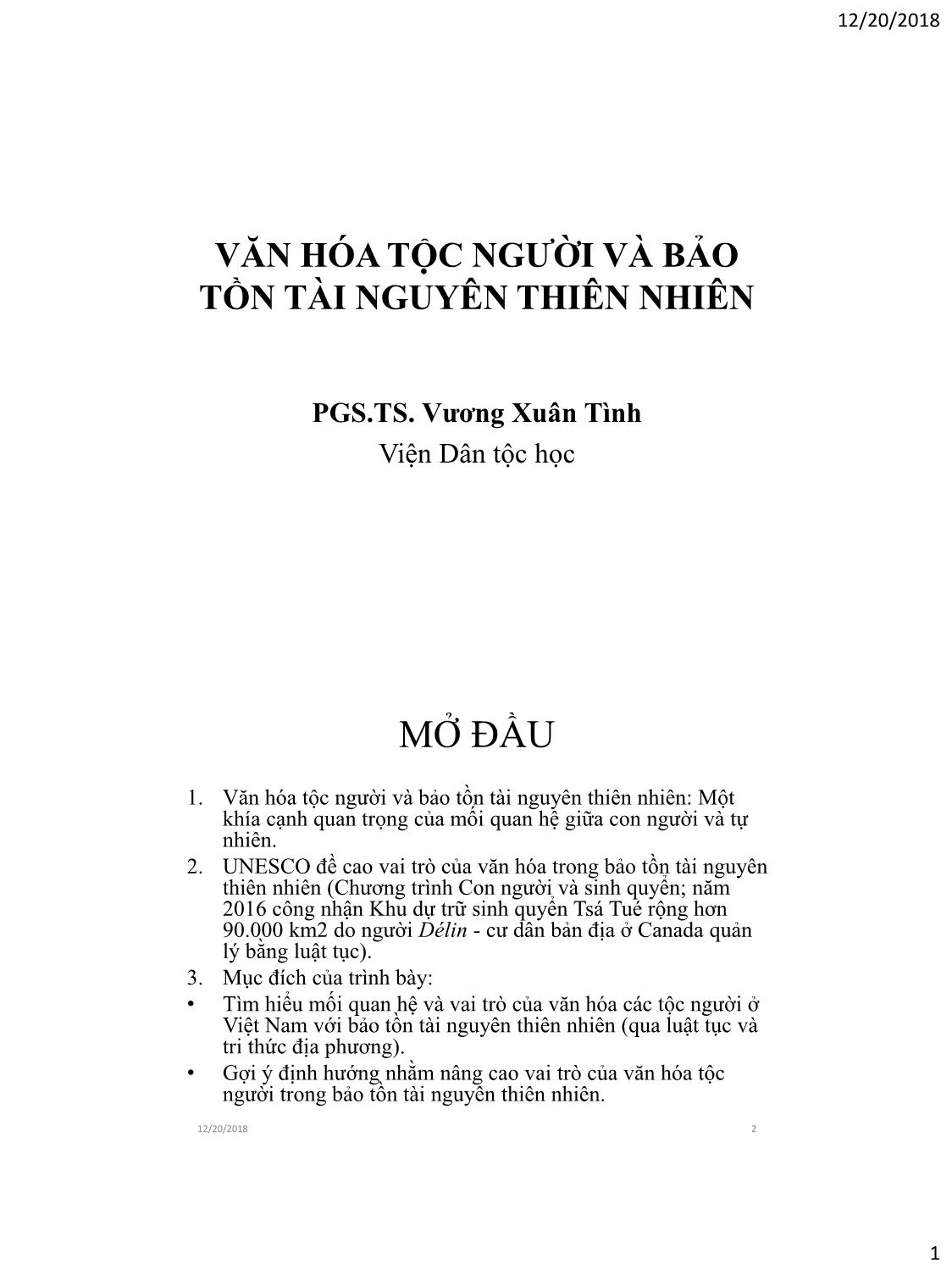 Giáo trình Văn hóa tộc người và bảo tồn tài nguyên thiên nhiên trang 1