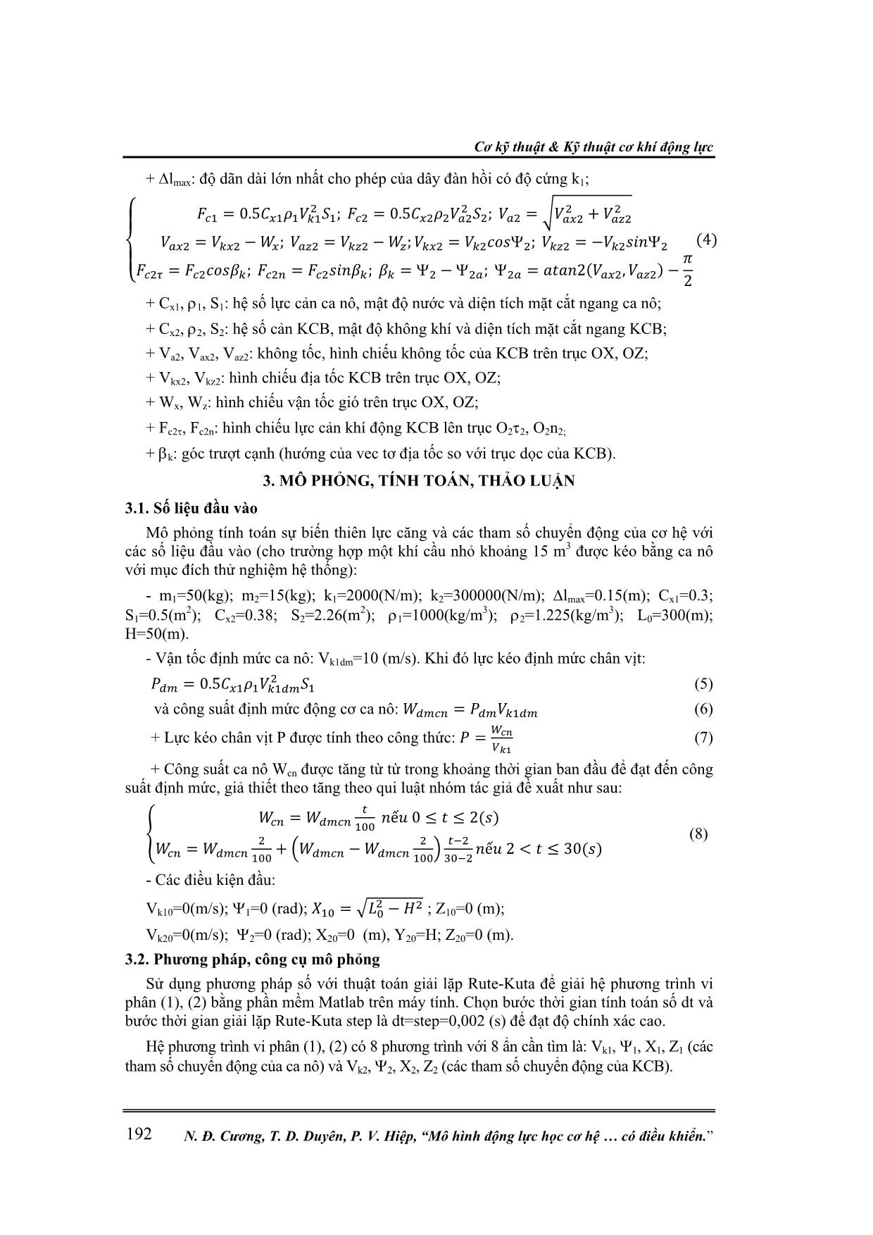 Mô hình động lực học cơ hệ ca nô kéo khí cầu bay có điều khiển trang 4