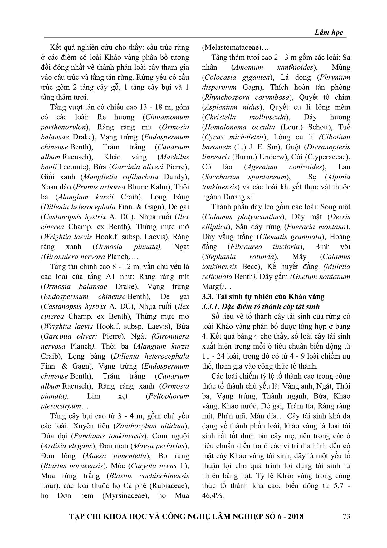 Một số đặc điểm lâm học loài kháo vàng (machilus bonii lecomte) tại tỉnh Thái Nguyên trang 5