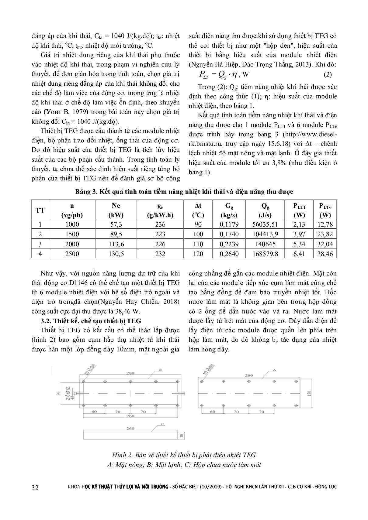 Một số kết quả lý thuyết và thực nghiệm sản sinh điện năng bằng thiết bị teg tận dụng nhiệt khí thải động cơ xe bus D1146 trang 3