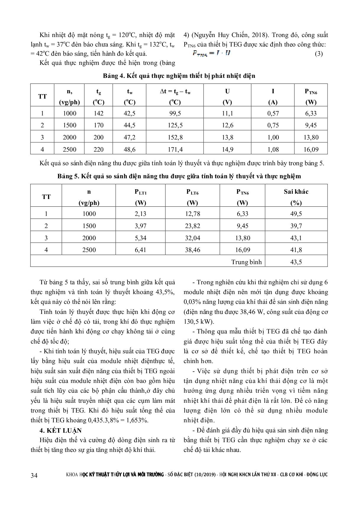 Một số kết quả lý thuyết và thực nghiệm sản sinh điện năng bằng thiết bị teg tận dụng nhiệt khí thải động cơ xe bus D1146 trang 5