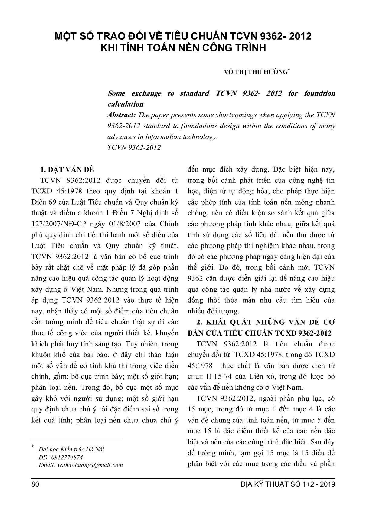 Một số trao đổi về tiêu chuẩn TCVN 9362- 2012 khi tính toán nền công trình trang 1