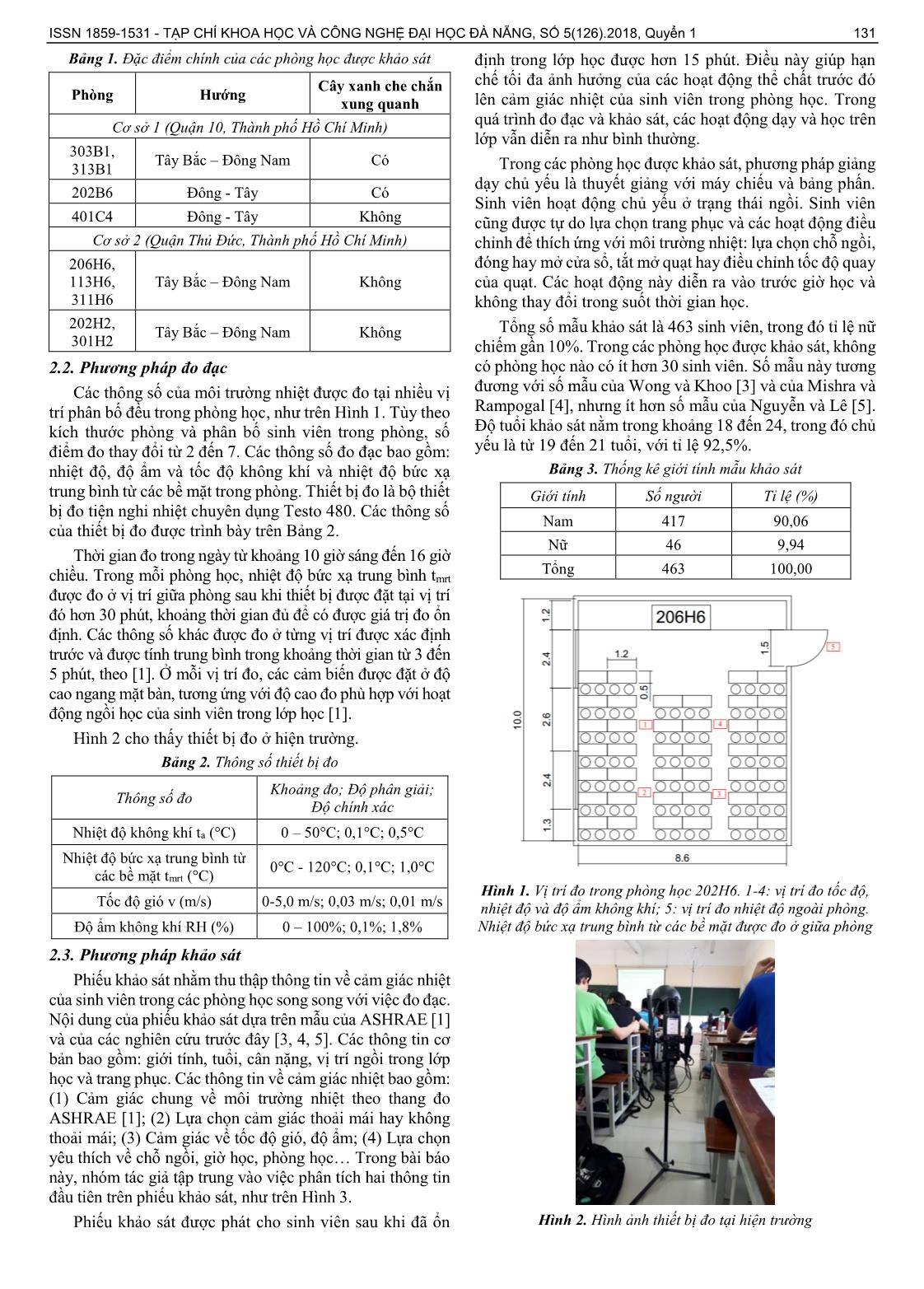 Mức tiện nghi nhiệt trong các phòng học thông gió tự nhiên ở trường Đại học Bách Khoa – đại học quốc gia thành phố Hồ Chí Minh trang 2