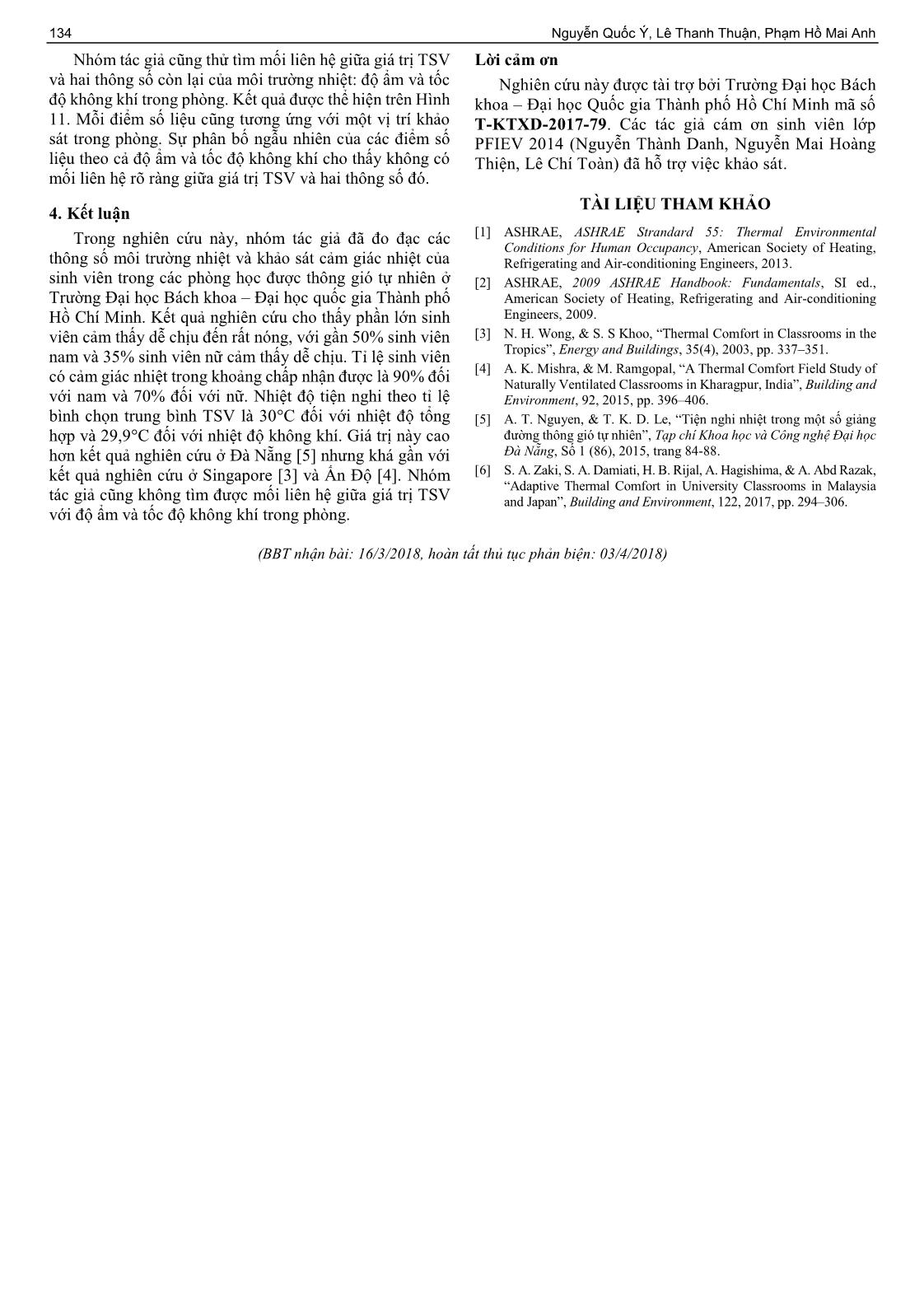 Mức tiện nghi nhiệt trong các phòng học thông gió tự nhiên ở trường Đại học Bách Khoa – đại học quốc gia thành phố Hồ Chí Minh trang 5