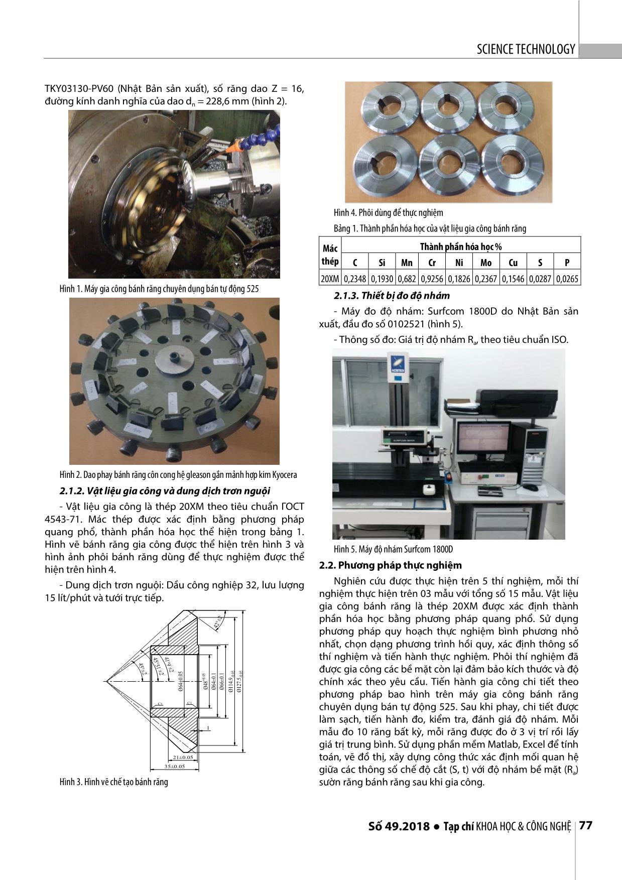 Nghiên cứu ảnh hưởng của chế độ cắt (S,T) đến độ nhám sườn răng khi gia công bánh răng côn cong hệ gleason bằng đầu dao hợp kim cứng trang 2