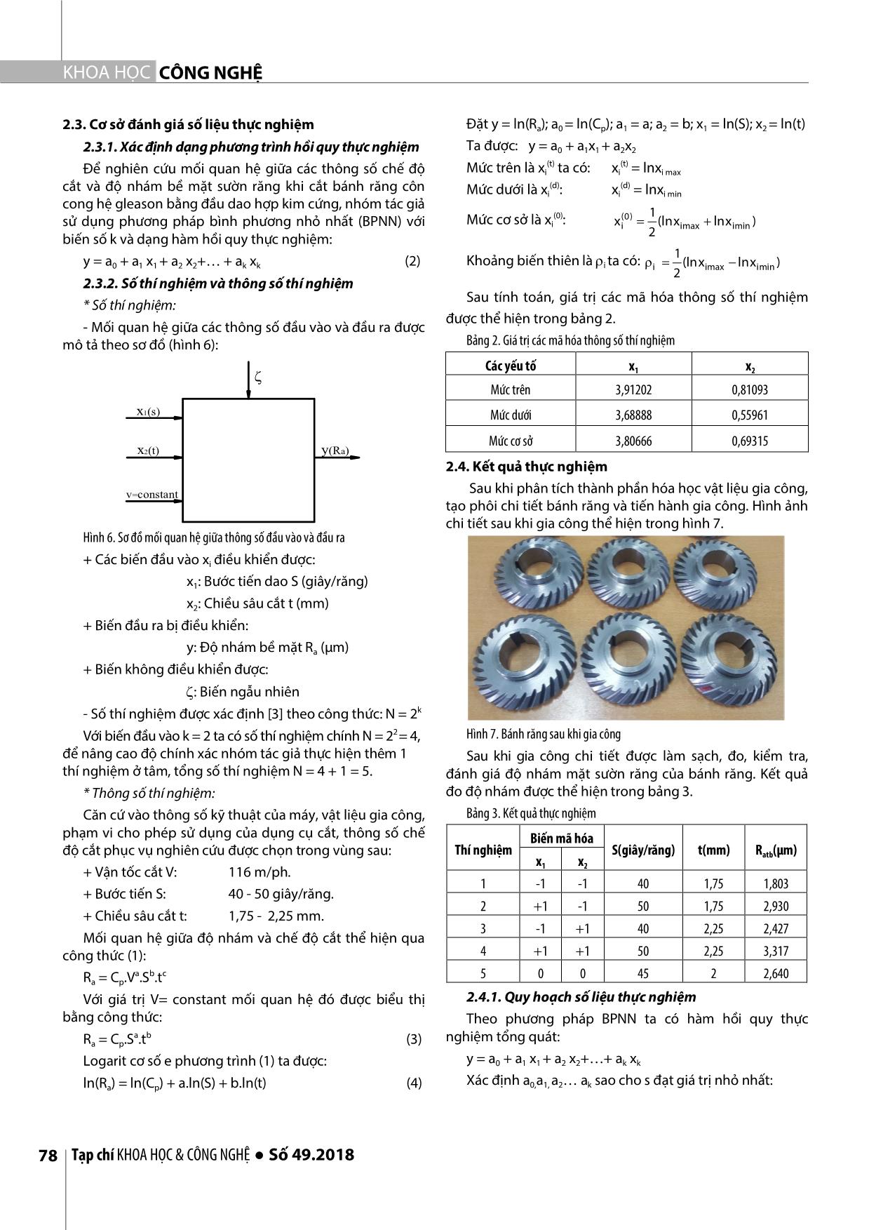 Nghiên cứu ảnh hưởng của chế độ cắt (S,T) đến độ nhám sườn răng khi gia công bánh răng côn cong hệ gleason bằng đầu dao hợp kim cứng trang 3