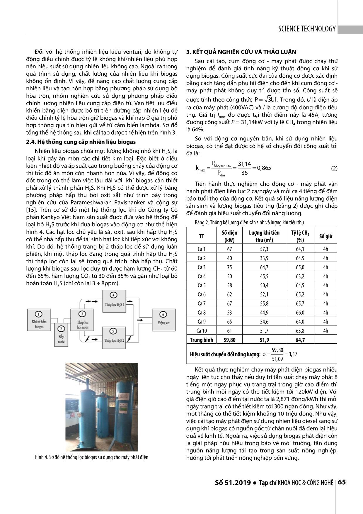 Nghiên cứu cải tạo máy phát điện cỡ vừa sử dụng nhiên liệu khí biogas từ chăn nuôi trang 4
