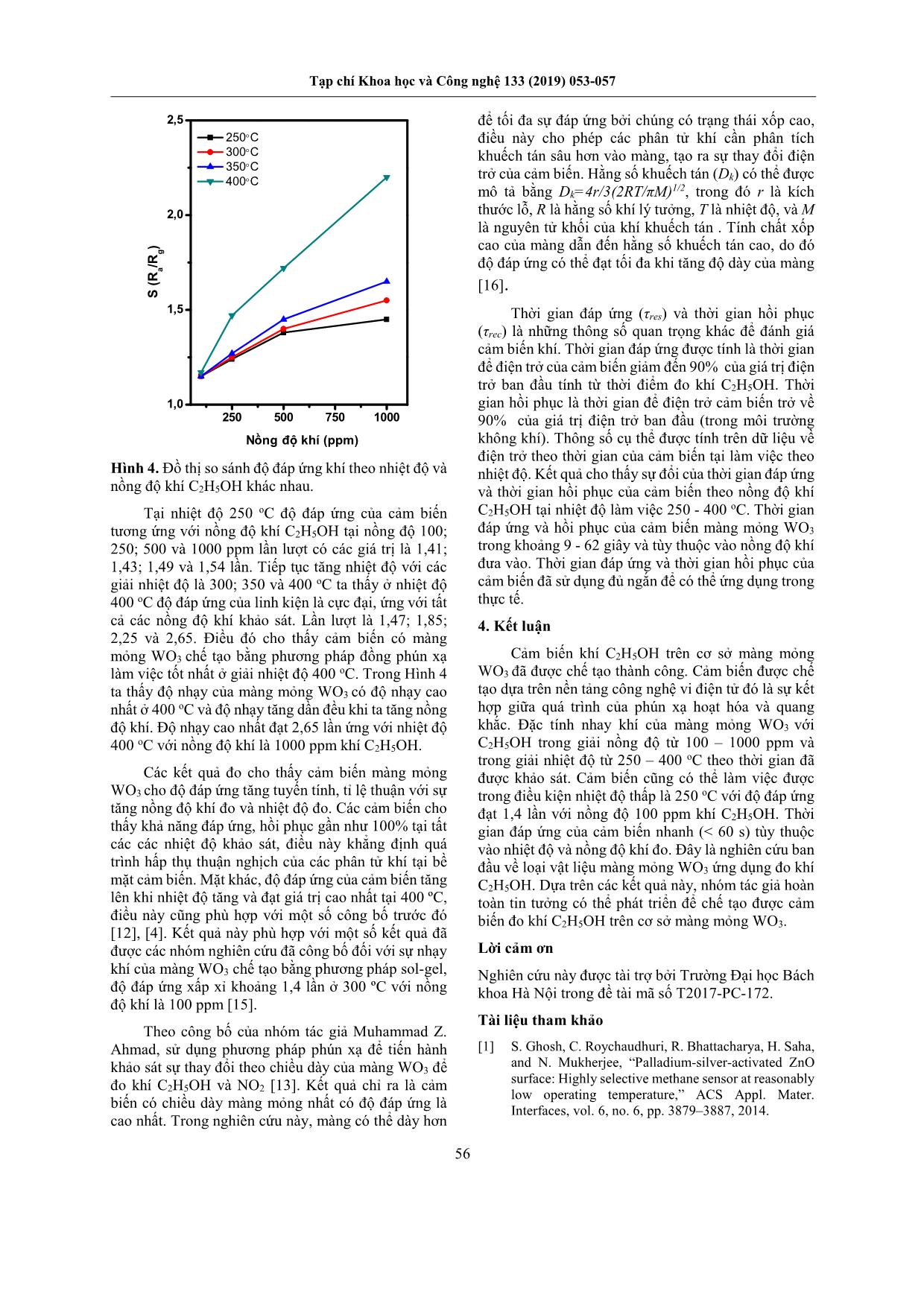 Nghiên cứu chế tạo cảm biến màng mỏng WO3 ứng dụng đo khí C2H5OH trang 4