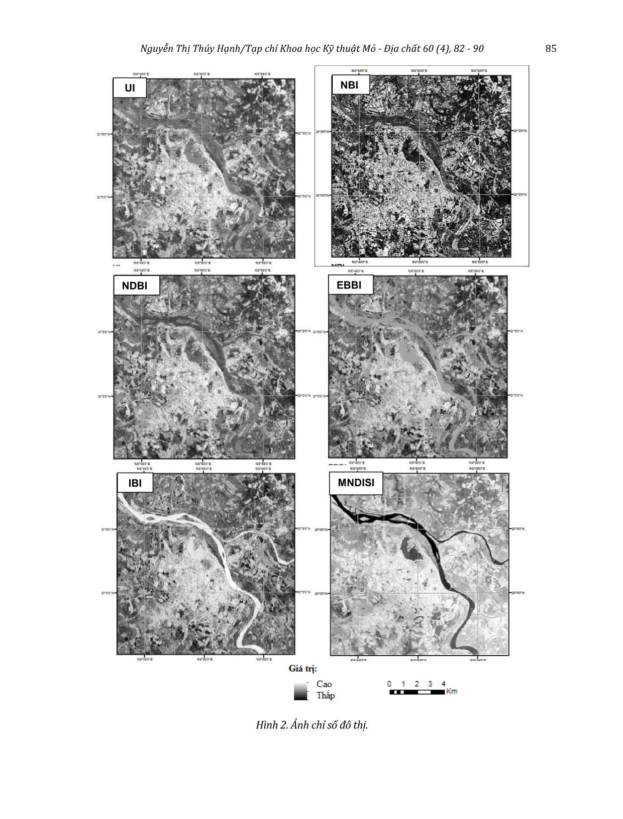Nghiên cứu chỉ số đô thị trong chiết tách đất trống và đất xây dựng Khu vực Hà Nội từ ảnh vệ tinh Landsat 8 trang 4