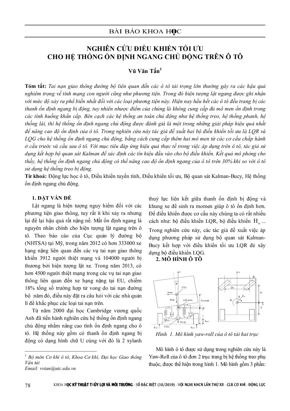 Nghiên cứu điều khiển tối ưu cho hệ thống ổn định ngang chủ động trên ô tô trang 1