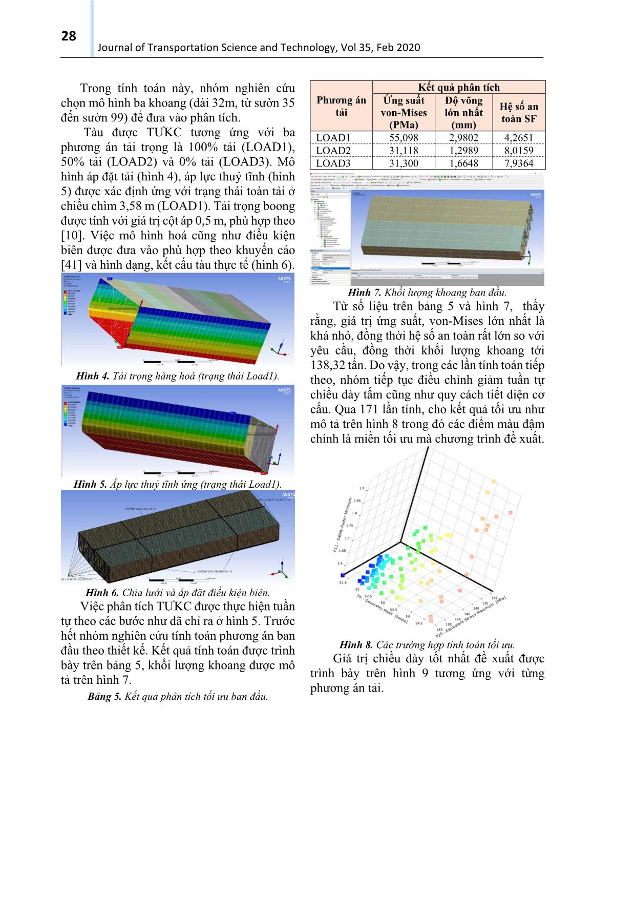 Nghiên cứu giải pháp tối ưu hoá trọng lượng tàu thuỷ nội địa dựa trên phân tích kết cấu băng phương pháp phần tử hữu hạn trang 5