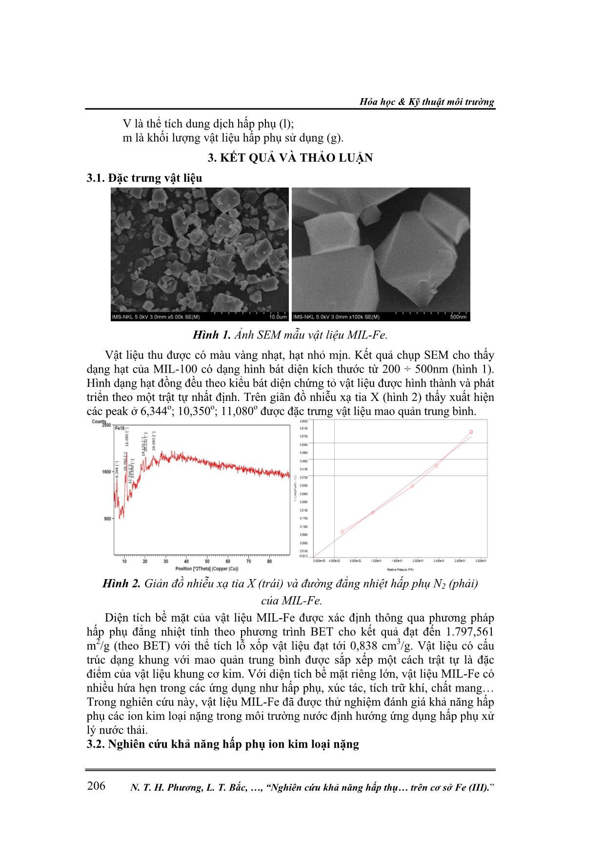 Nghiên cứu khả năng hấp phụ ion kim loại nặng trong môi trường nước của vật liệu khung cơ kim trên cơ sở Fe (III) trang 3