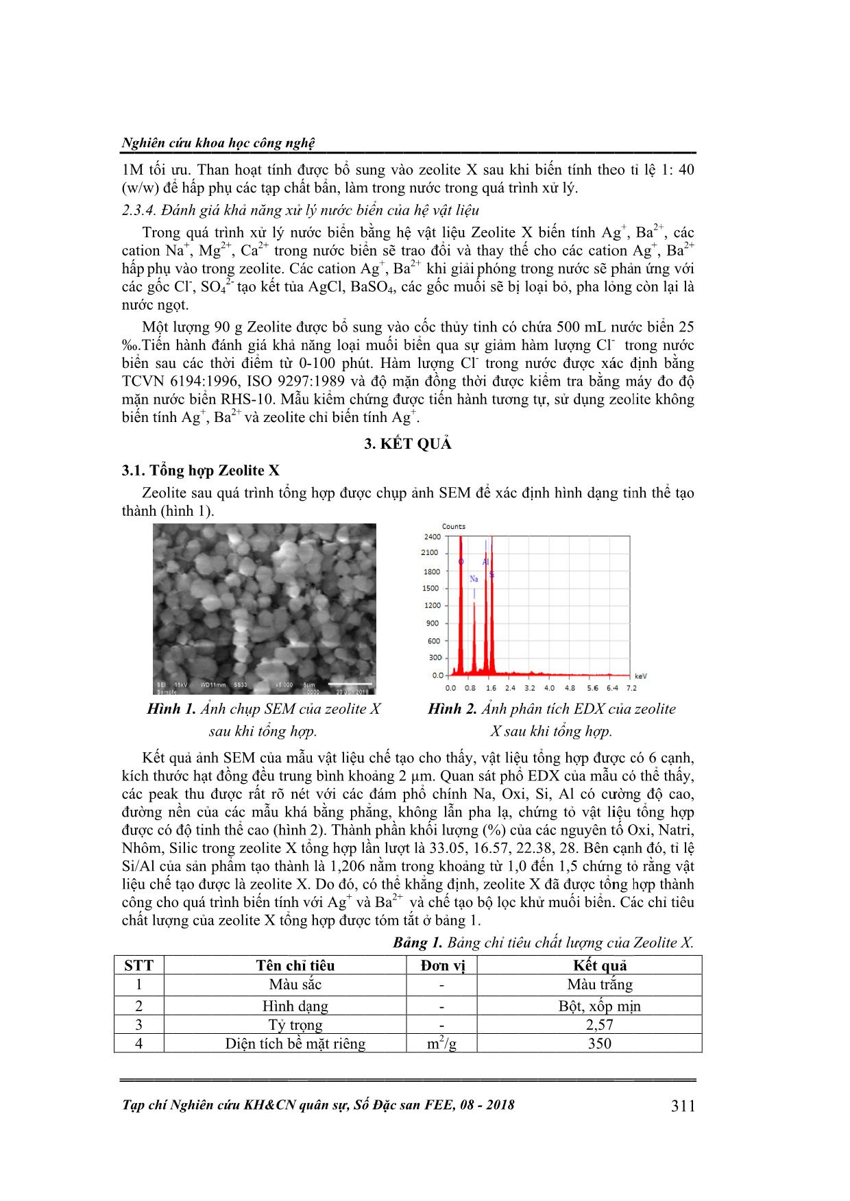 Nghiên cứu tổng hợp hệ vật liệu zeolite x biến tính Ag+, Ba2+ ứng dụng chế tạo bộ lọc khử muối biển trang 3