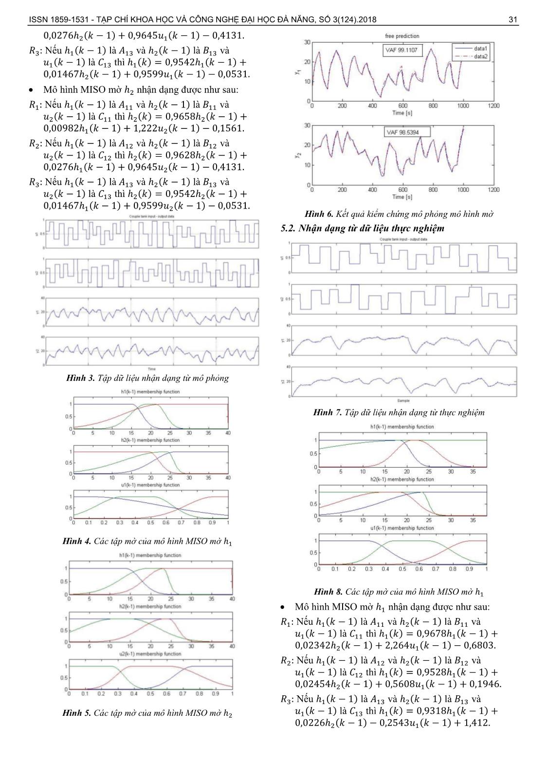 Nhận dạng hệ thống bồn liên kết bằng mô hình mờ với dữ liệu đo lường từ mô phỏng và mô hình thực nghiệm trang 4