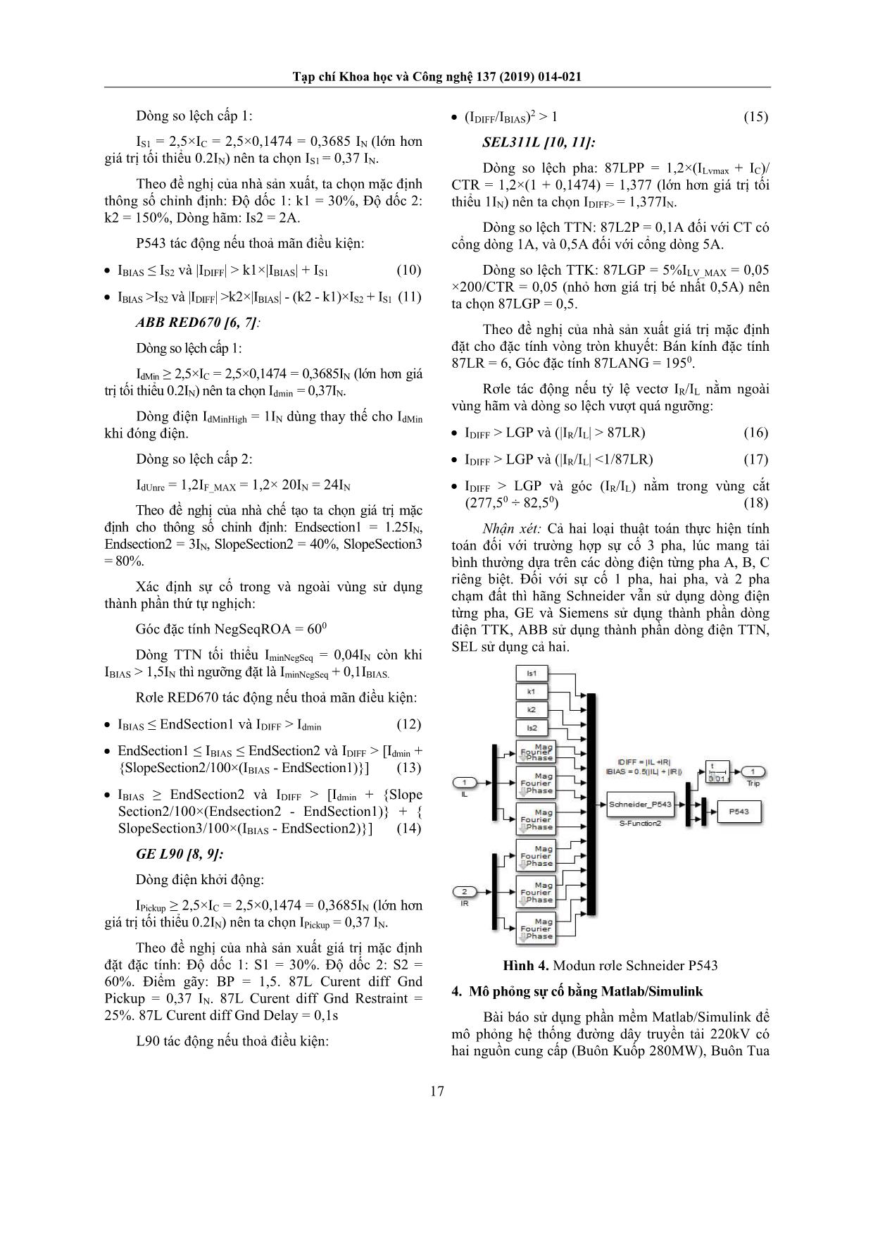 Phân tích và đánh giá đặc tính làm việc bảo vệ so lệch dọc đường dây của rơle kỹ thuật số trang 4