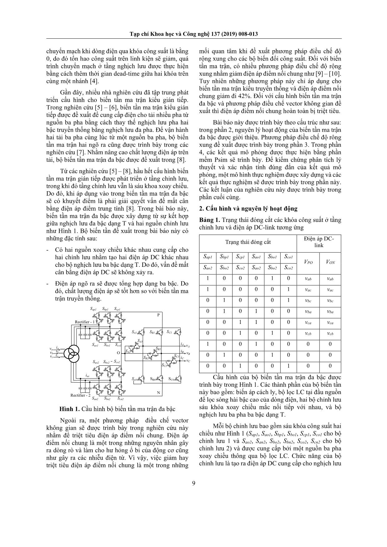 Phương pháp điều chế độ rộng xung của biến tần ma trận đa bậc nhằm triệt tiêu điện áp điểm nối chung trang 2