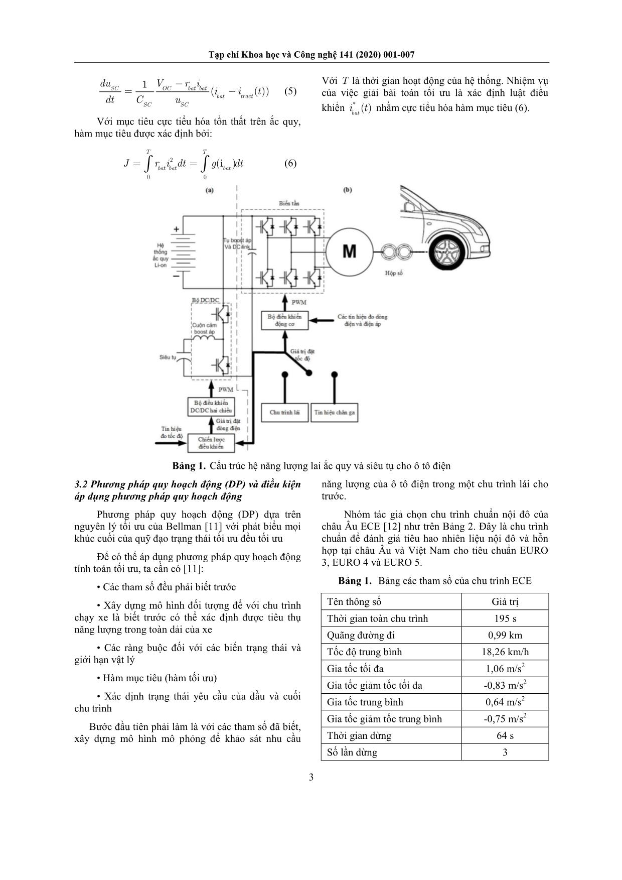Quản lý năng lượng cho ô tô điện theo hướng tối tiểu hóa tổn thất trên ắc quy bằng phương pháp quy hoạch động trang 3