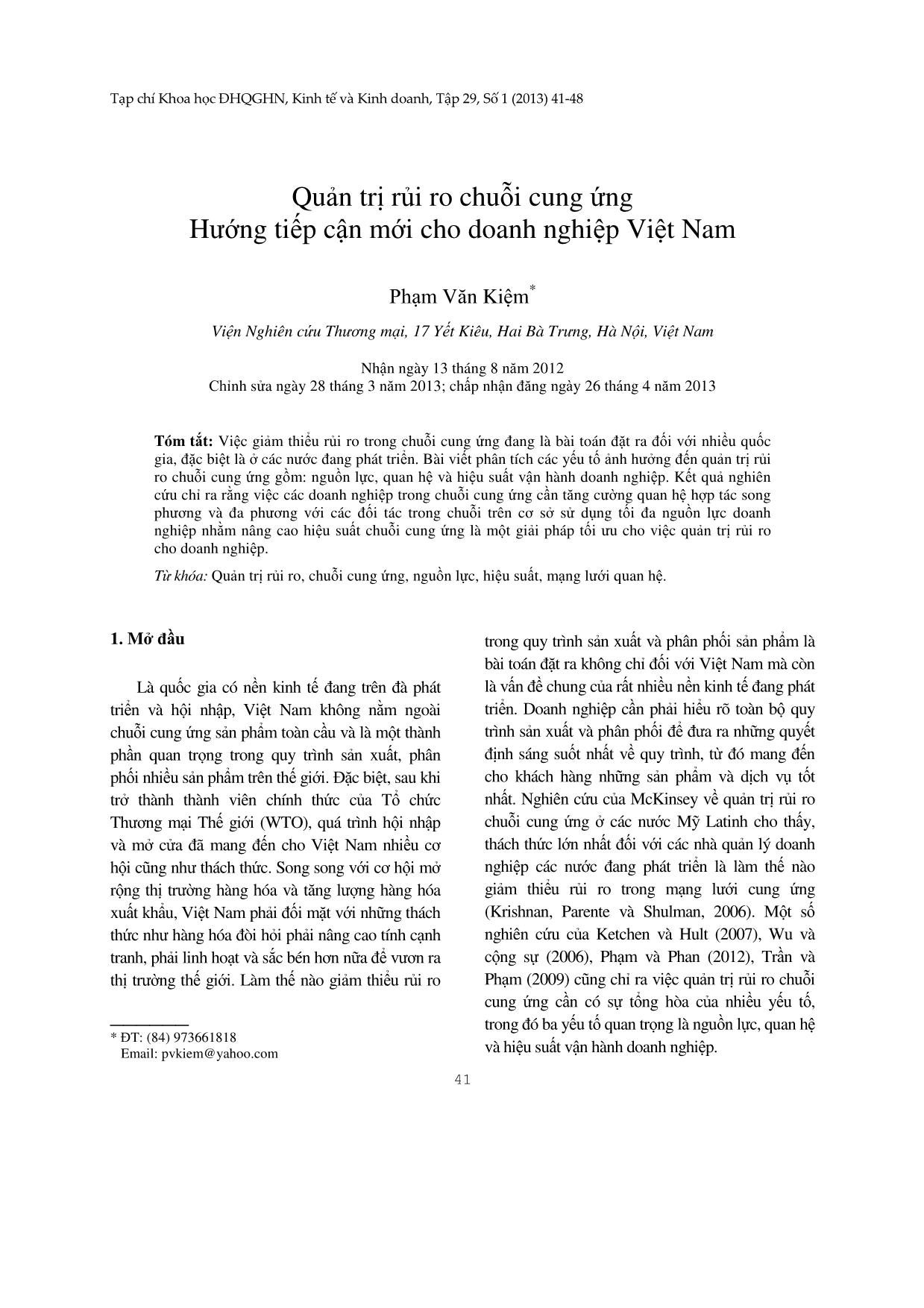 Quản trị rủi ro chuỗi cung ứng Hướng tiếp cận mới cho doanh nghiệp Việt Nam trang 1