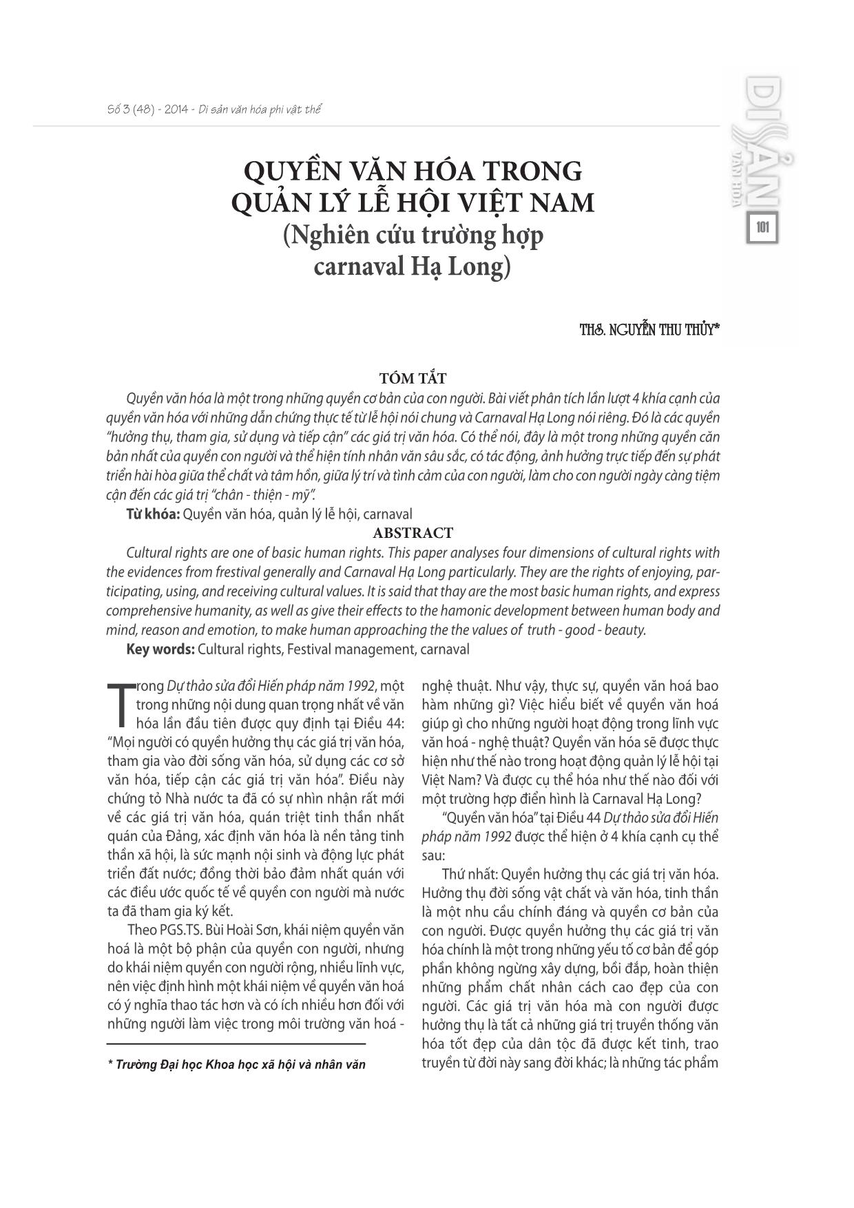 Quyền văn hóa trong quản lý lễ hội Việt Nam trang 1