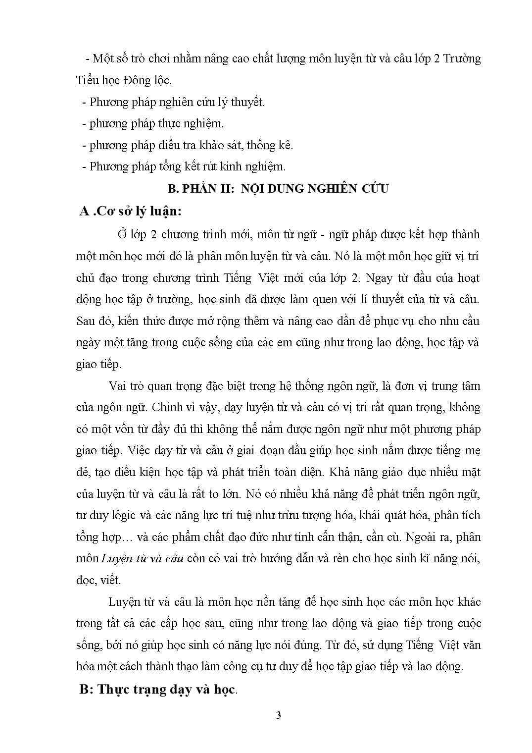 Sáng kiến kinh nghiệm Dạy và học phân môn luyện từ và câu ở lớp 2 trang 3