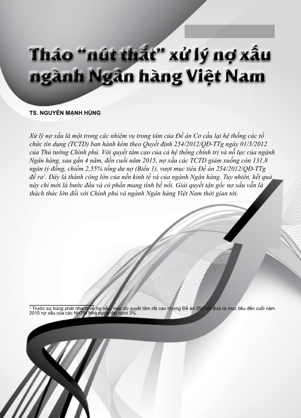Tháo “nút thắt” xử lý nợ xấu ngành ngân hàng Việt Nam trang 1