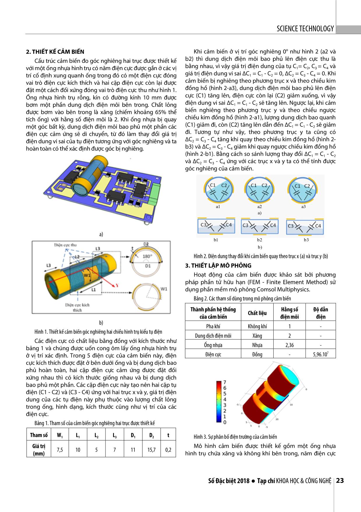 Thiết kế, mô phỏng cảm biến hình trụ kiểu tụ điện đo góc nghiêng hai chiều trang 2