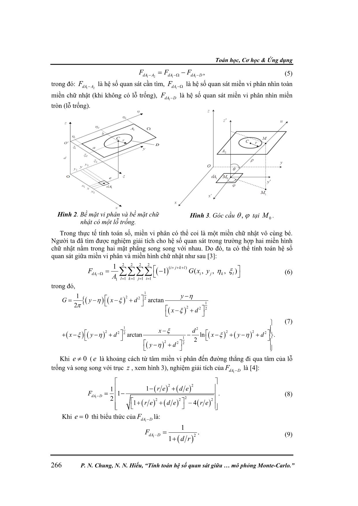 Tính toán hệ số quan sát giữa một bề mặt vi phân và một bề mặt hữu hạn có các lỗ trống dạng hình tròn sử dụng phương pháp mô phỏng Monte-Carlo trang 4