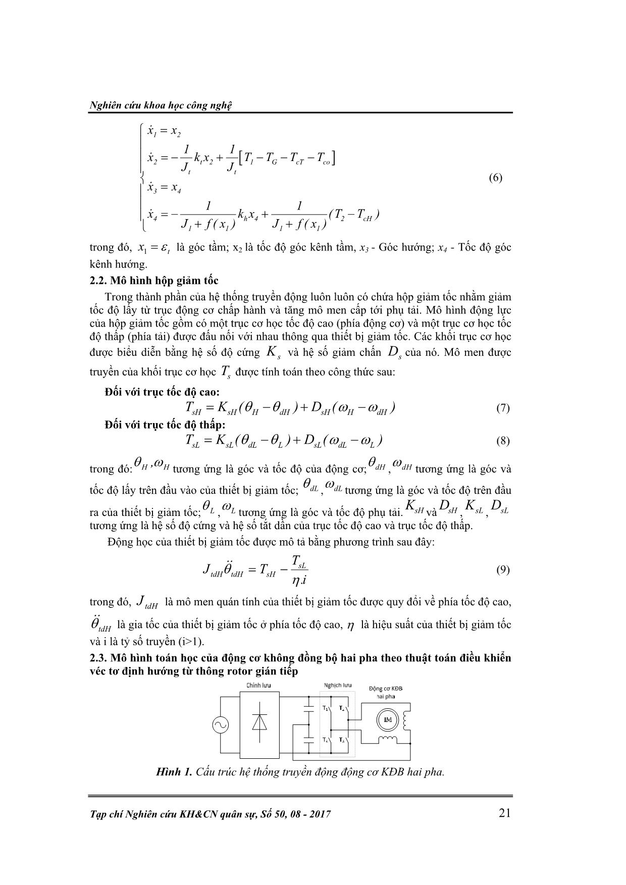 Tổng hợp hệ truyền động bám sát công suất nhỏ trong khí tài quân sự với động cơ chấp hành xoay chiều không đồng bộ hai pha điều khiển véc tơ trang 3