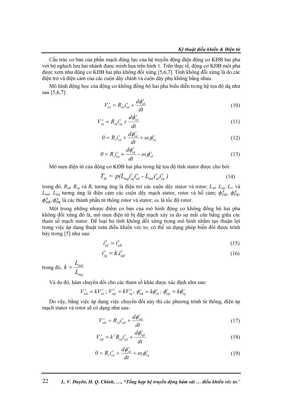 Tổng hợp hệ truyền động bám sát công suất nhỏ trong khí tài quân sự với động cơ chấp hành xoay chiều không đồng bộ hai pha điều khiển véc tơ trang 4