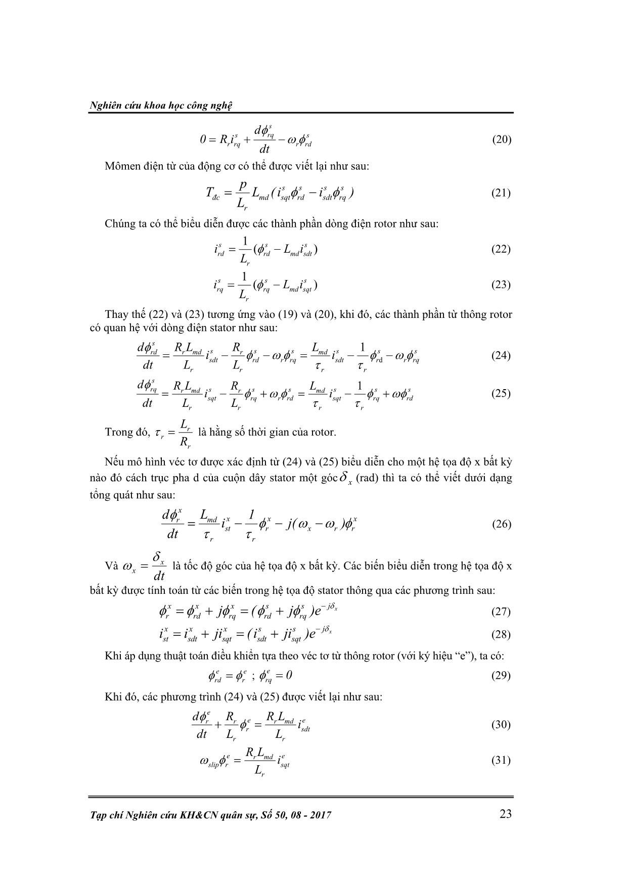 Tổng hợp hệ truyền động bám sát công suất nhỏ trong khí tài quân sự với động cơ chấp hành xoay chiều không đồng bộ hai pha điều khiển véc tơ trang 5