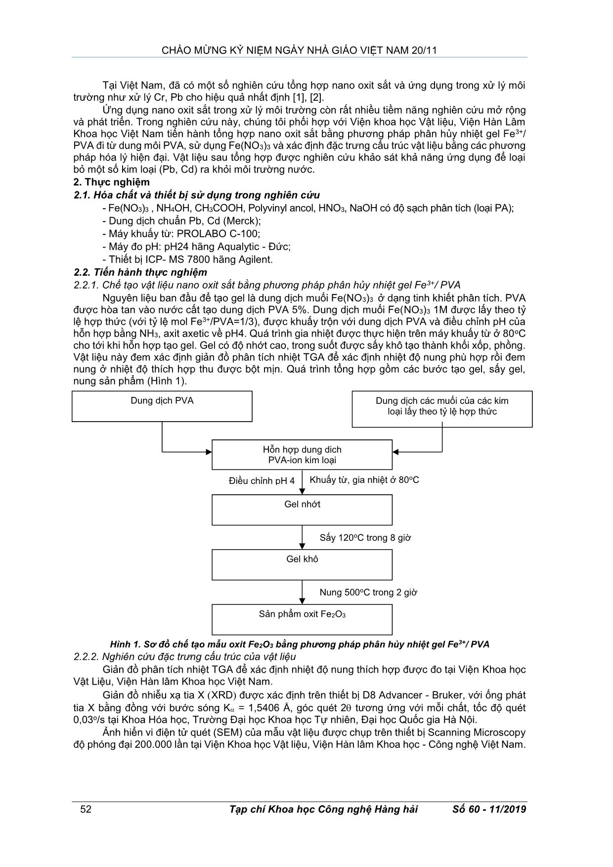 Tổng hợp vật liệu nano oxit sắt bằng phương pháp phân hủy nhiệt gel Fe3+ với polyvinyl ancol (PVA) và khảo sát khả năng tách loại một số kim loại nặng (Pb, Cd) ra khỏi môi trường nước trang 2