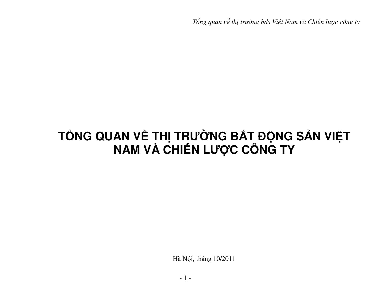 Tổng quan về thị trường bất động sản Việt Nam và chiến lược công ty trang 1