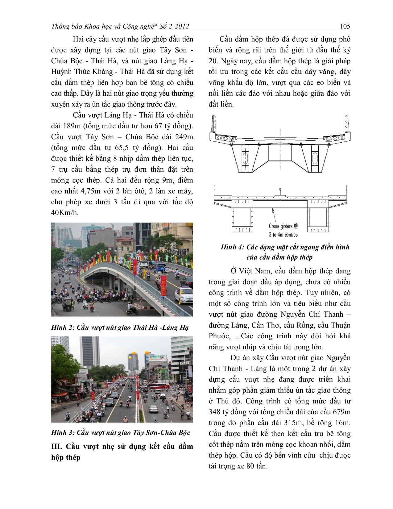Triển vọng áp dụng kết cấu nhịp dầm thép cho cầu vượt nhẹ thi công nhanh ở Việt Nam trang 2
