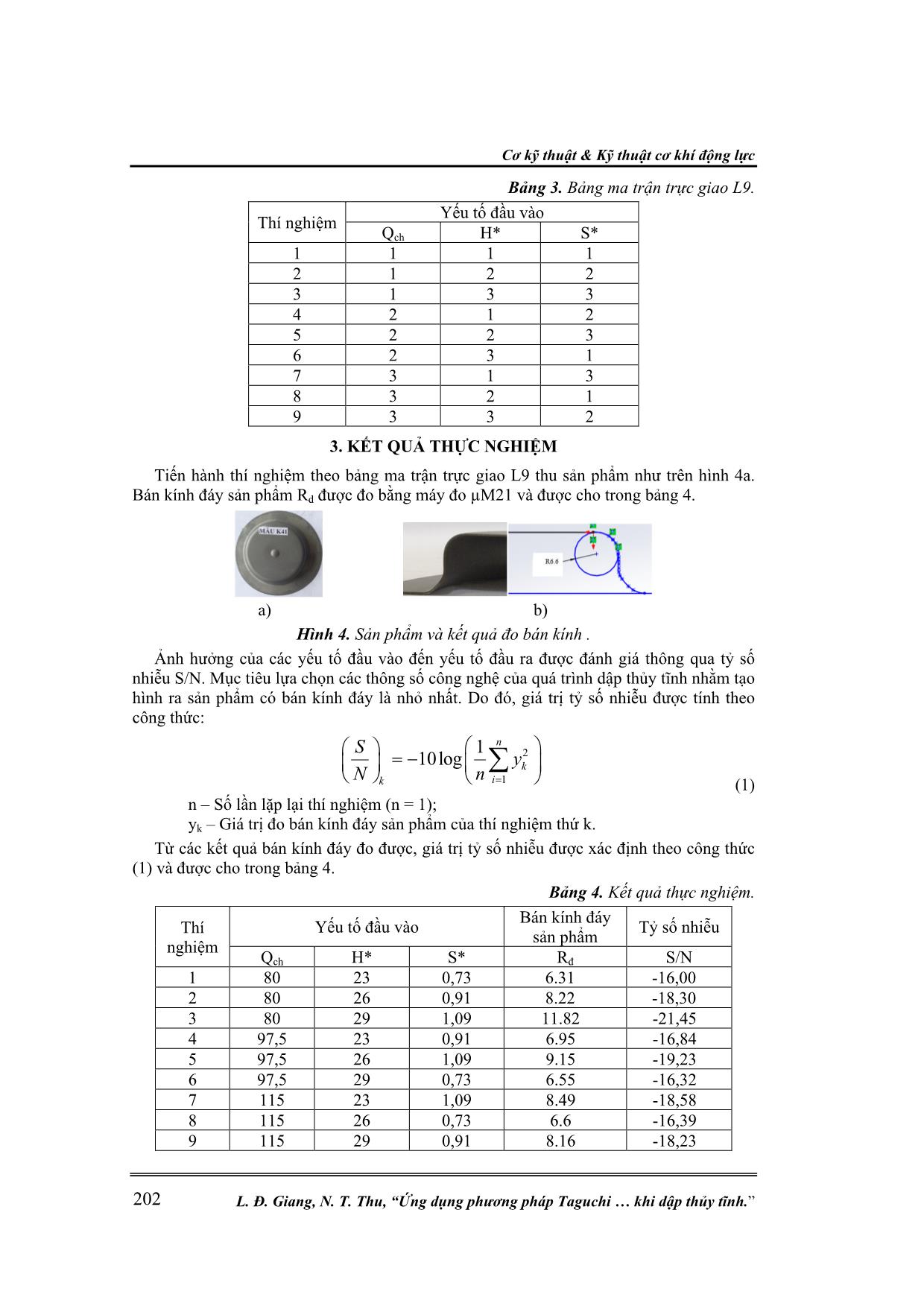 Ứng dụng phương pháp Taguchi nghiên cứu ảnh hưởng của các thông số công nghệ đến bán kính đáy sản phẩm khi dập thủy tĩnh trang 3