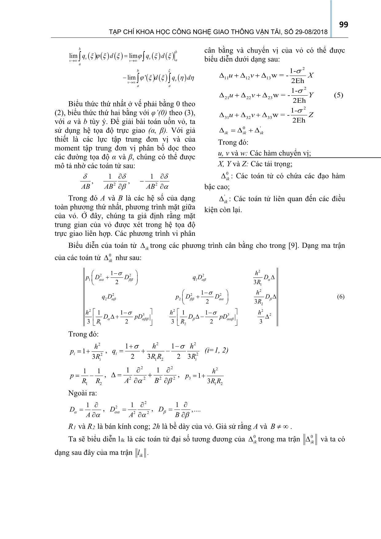 Về vấn đề xây dựng nghiệm cơ sở cho một lớp các bài toán vỏ mỏng chịu uốn trang 3