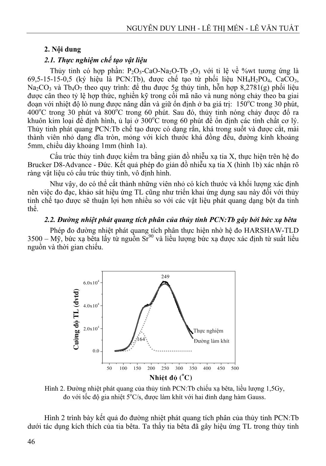 Xác định độ sâu bẫy bắt điện tử trong vật liệu thủy tinh phốt phát pha tạp tecbi (Tb) trang 3